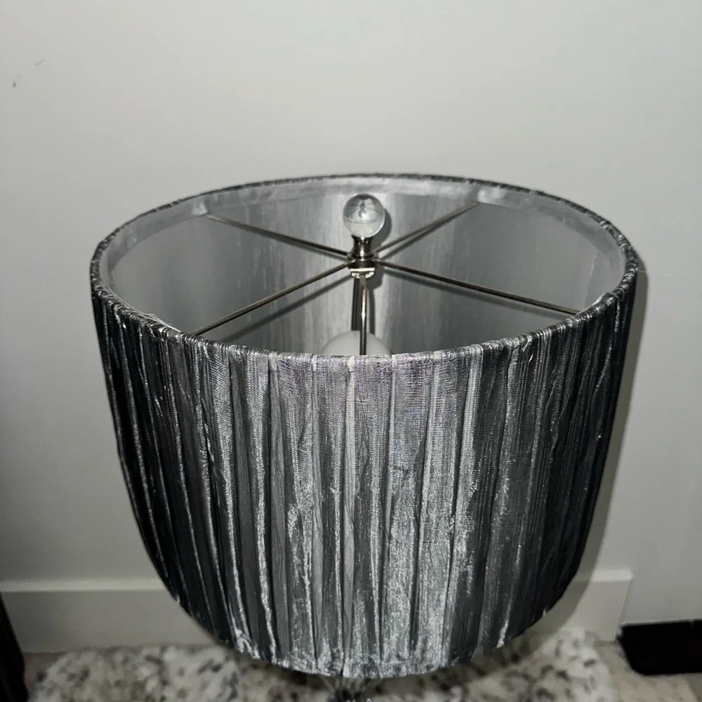 Lamp diamond base crystal large Elegant Silver Table Lamp with Textured Shade